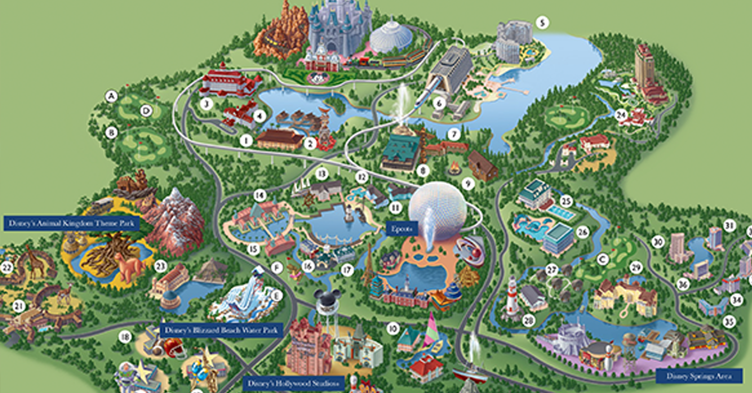Overview map of Disney World resort (not to scale)