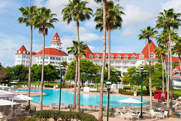 Walt Disney World Grand Floridian resort and pool with palm trees