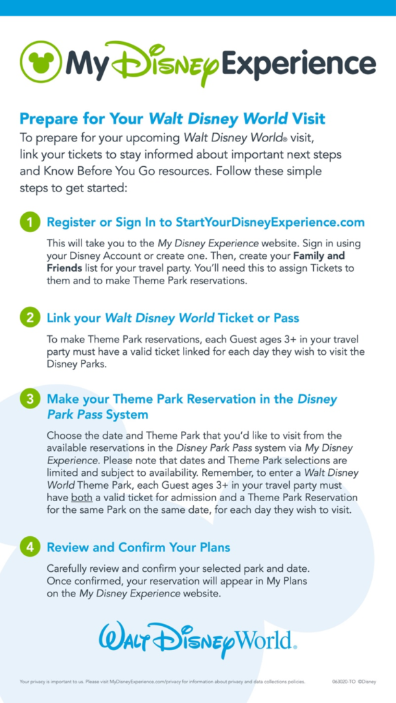 Disney Park Pass Theme Park Reservation System for Walt Disney World