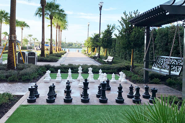 garens and giant chess board at Disney's Riviera Resort