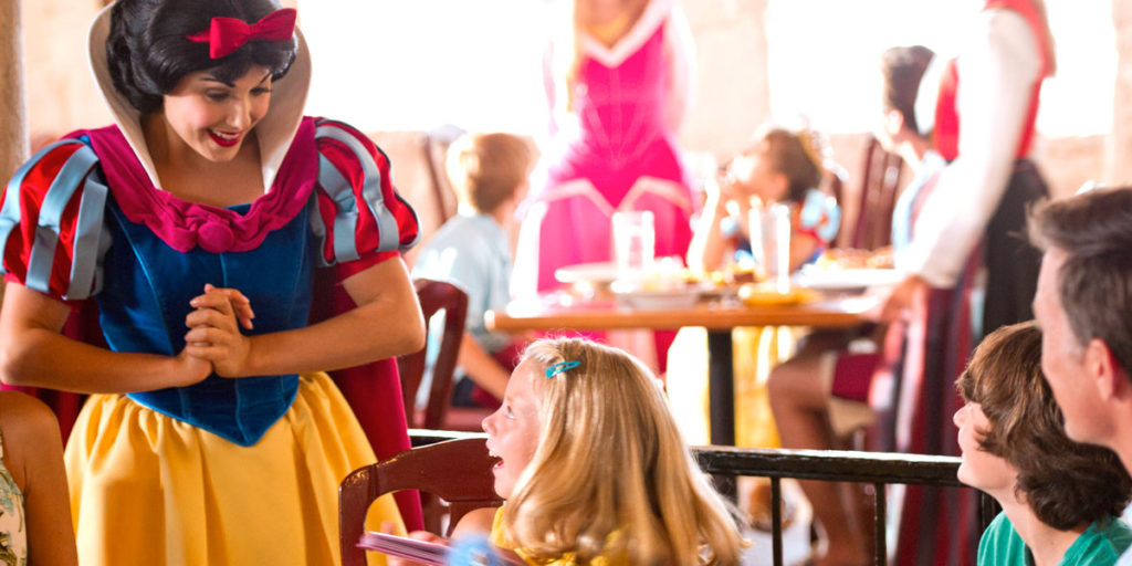 Snow White with family at princess breakfast