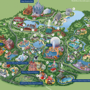 Map of Walt Disney World parks and resorts in Orlando Florida